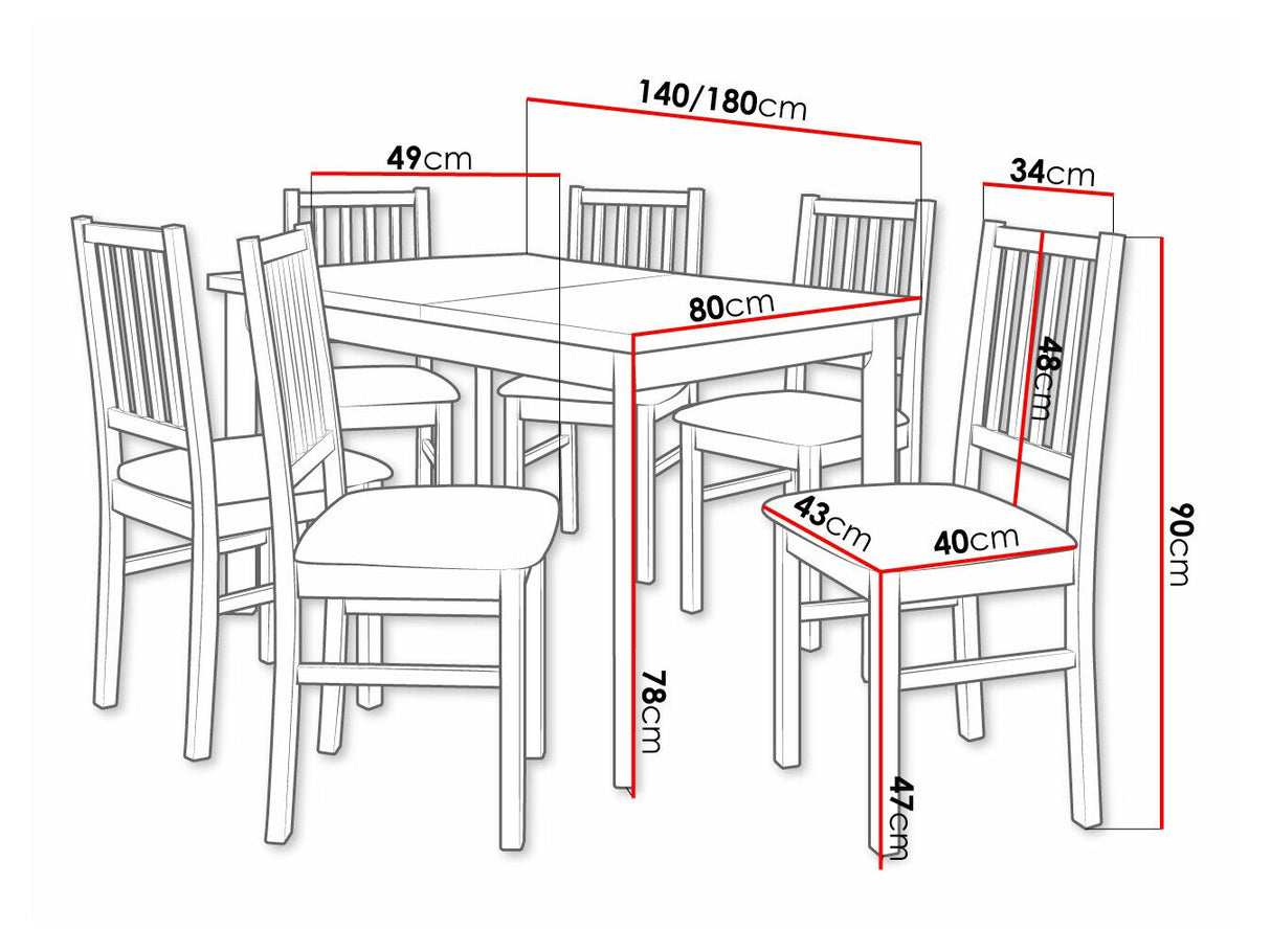 Étkezőgarnitúra 15 (MODENA 1P + NILO 7), Fa színe: Fehér, Kárpit: Paros 2