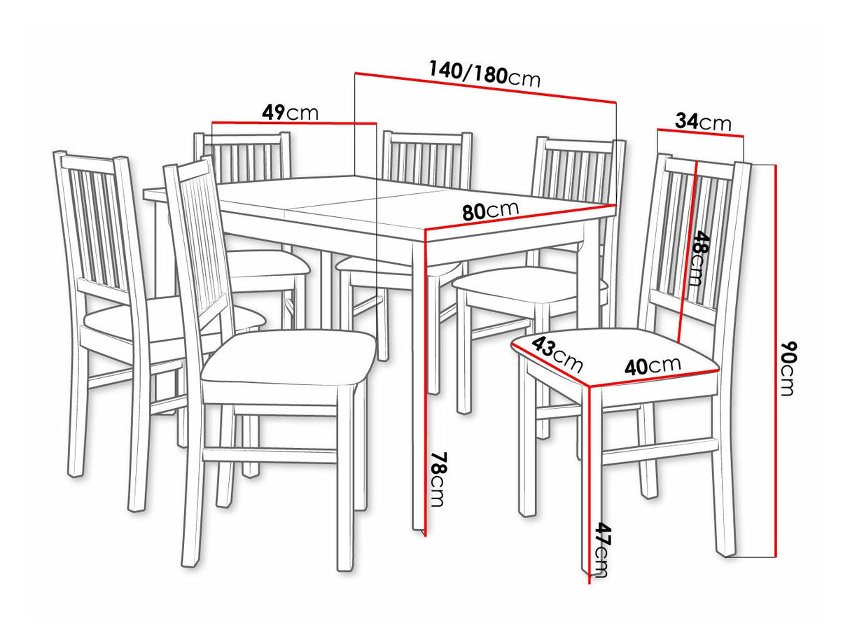 Étkezőgarnitúra 15 (MODENA 1P + NILO 7), Fa színe: Dió, Kárpit: Kronos 7