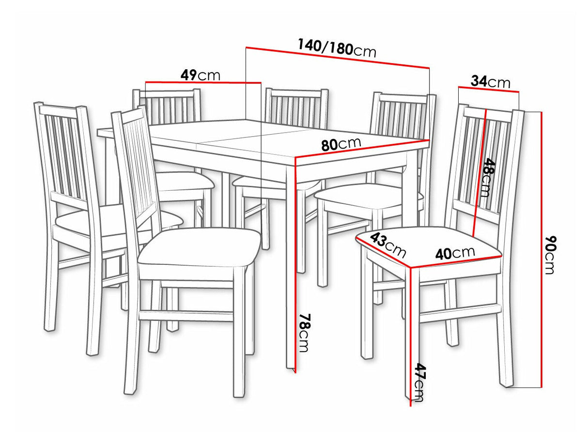 Étkezőgarnitúra 15 (MODENA 1P + NILO 7), Fa színe: Dió, Kárpit: Kronos 22