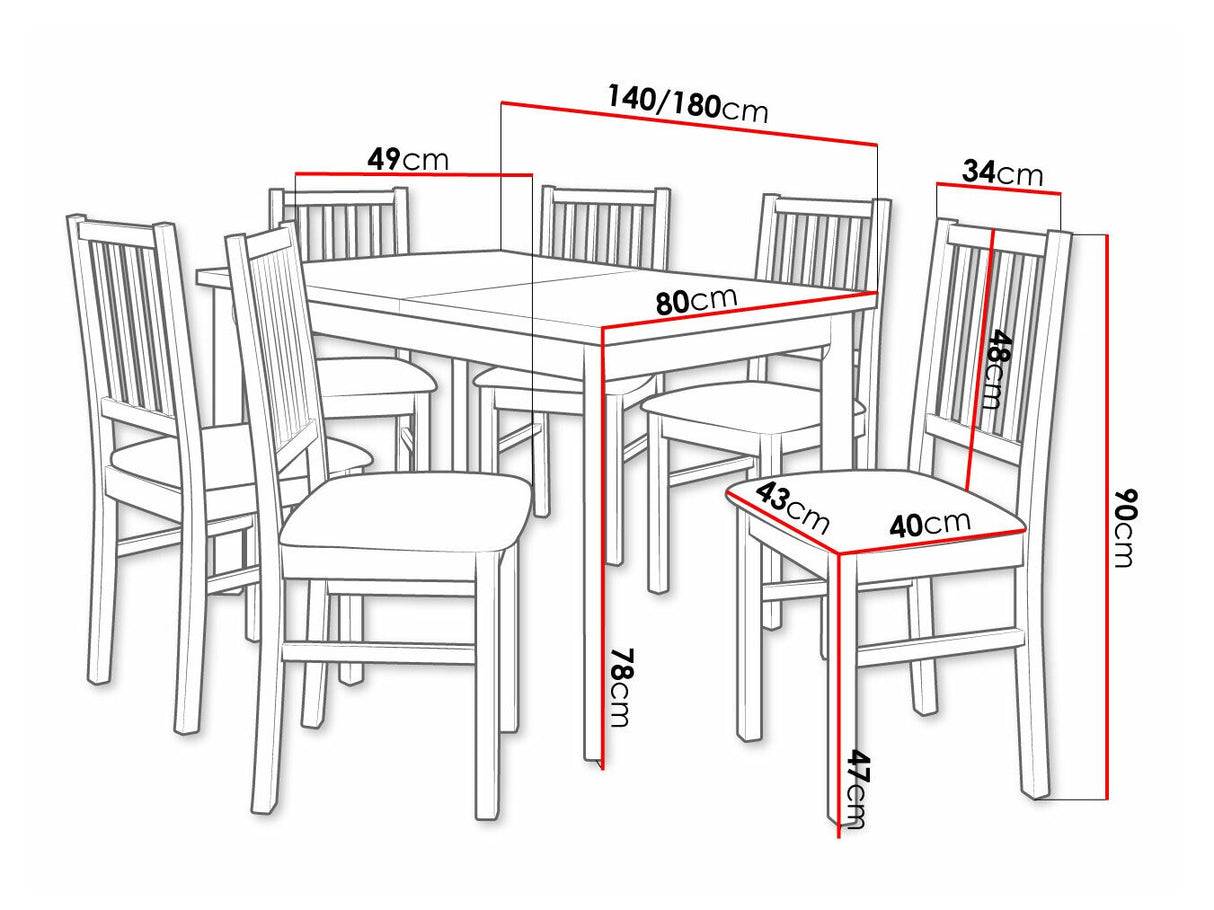 Étkezőgarnitúra 15 (MODENA 1P + NILO 7), Fa színe: Dió, Kárpit: Paros 2