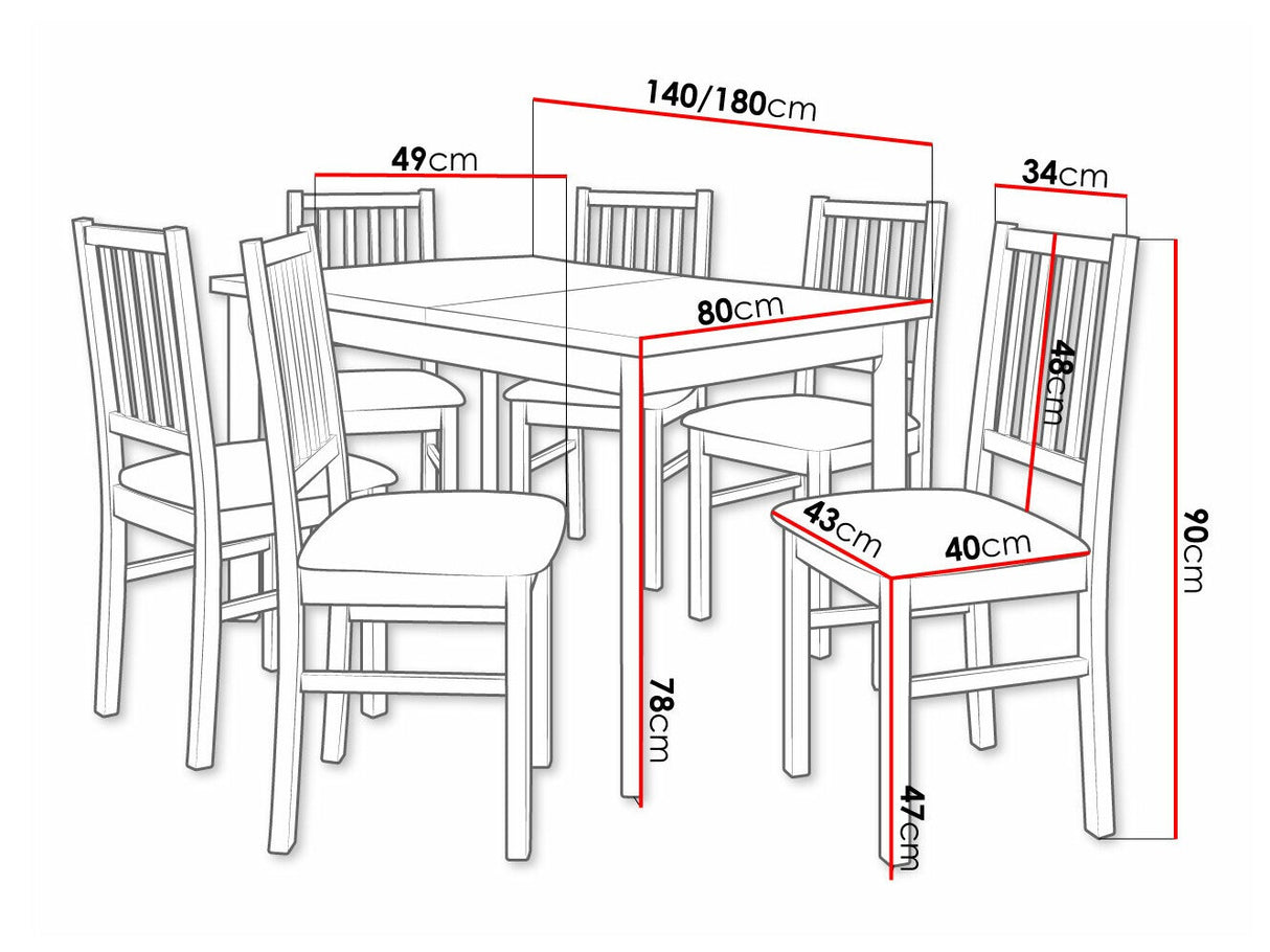Étkezőgarnitúra 15 (MODENA 1P + NILO 7), Fa színe: Sonoma tölgy, Kárpit: Kronos 22