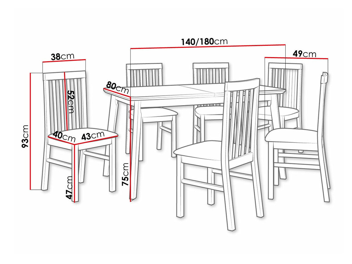 Étkezőgarnitúra 16 (OSLO 7 + MILANO 1), Fa színe: Fehér, Kárpit: Kronos 7