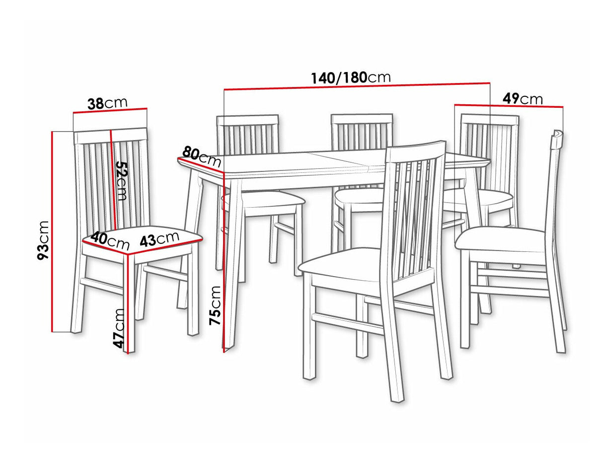 Étkezőgarnitúra 16 (OSLO 7 + MILANO 1), Fa színe: Fehér, Kárpit: Kronos 22