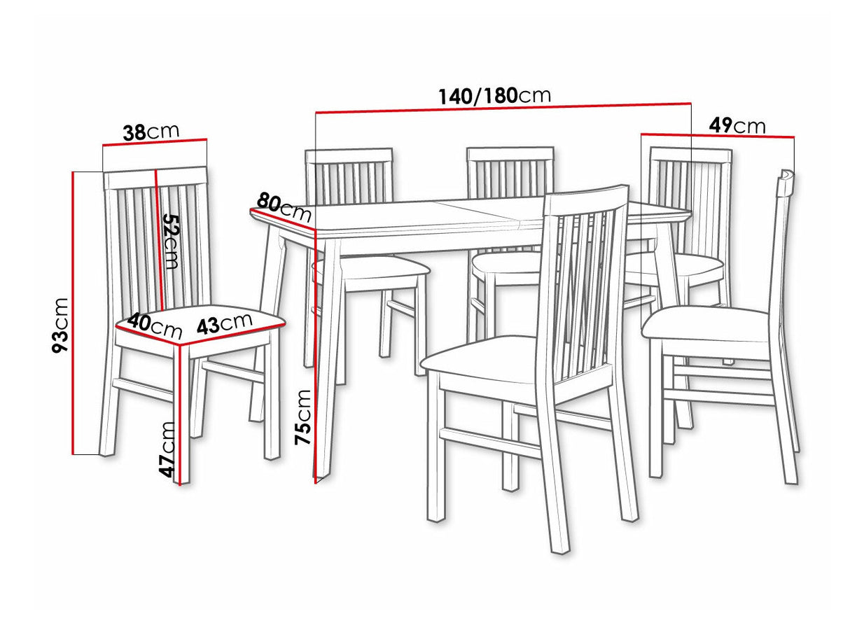 Étkezőgarnitúra 16 (OSLO 7 + MILANO 1), Fa színe: Fehér, Kárpit: Paros 2