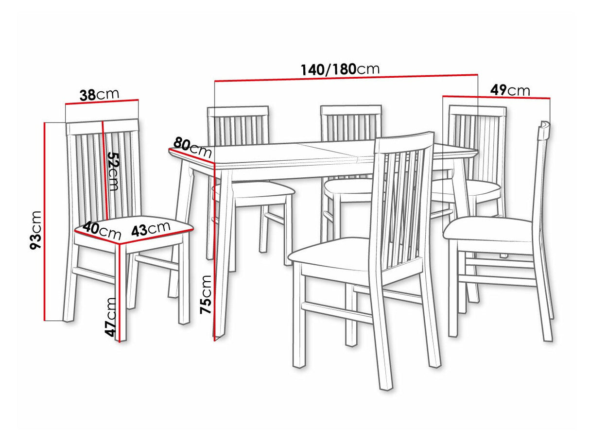 Étkezőgarnitúra 16 (OSLO 7 + MILANO 1), Fa színe: Fehér, Kárpit: Zetta 297
