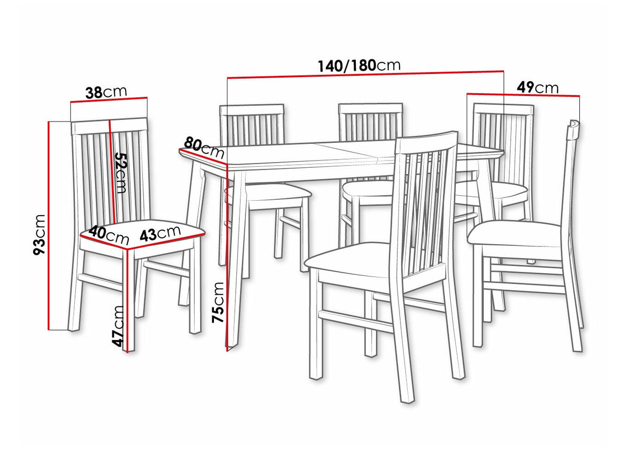 Étkezőgarnitúra 16 (OSLO 7 + MILANO 1), Fa színe: Fehér, Kárpit: Hygge 20