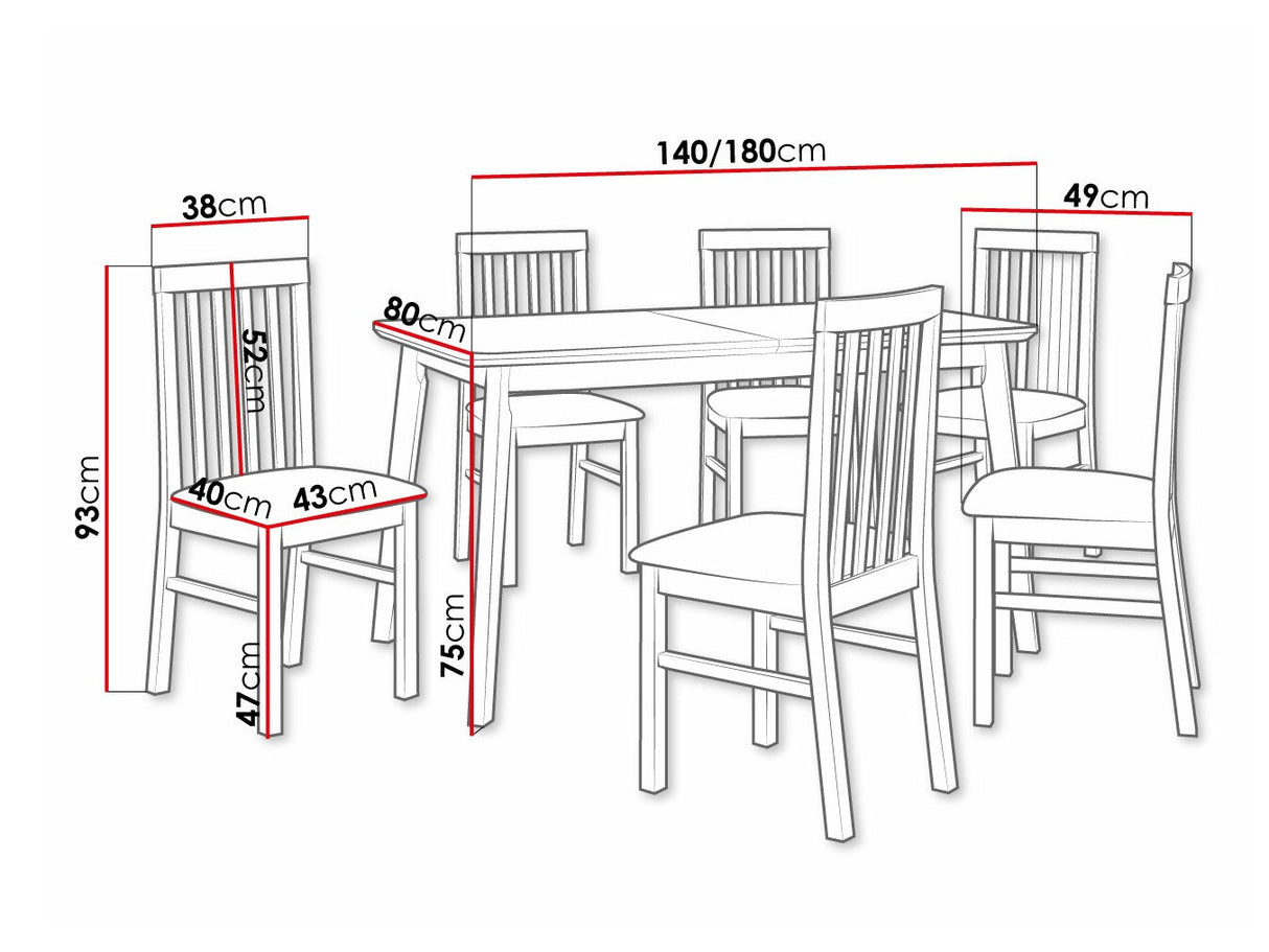Étkezőgarnitúra 16 (OSLO 7 + MILANO 1), Fa színe: Fehér, Kárpit: Soro 28