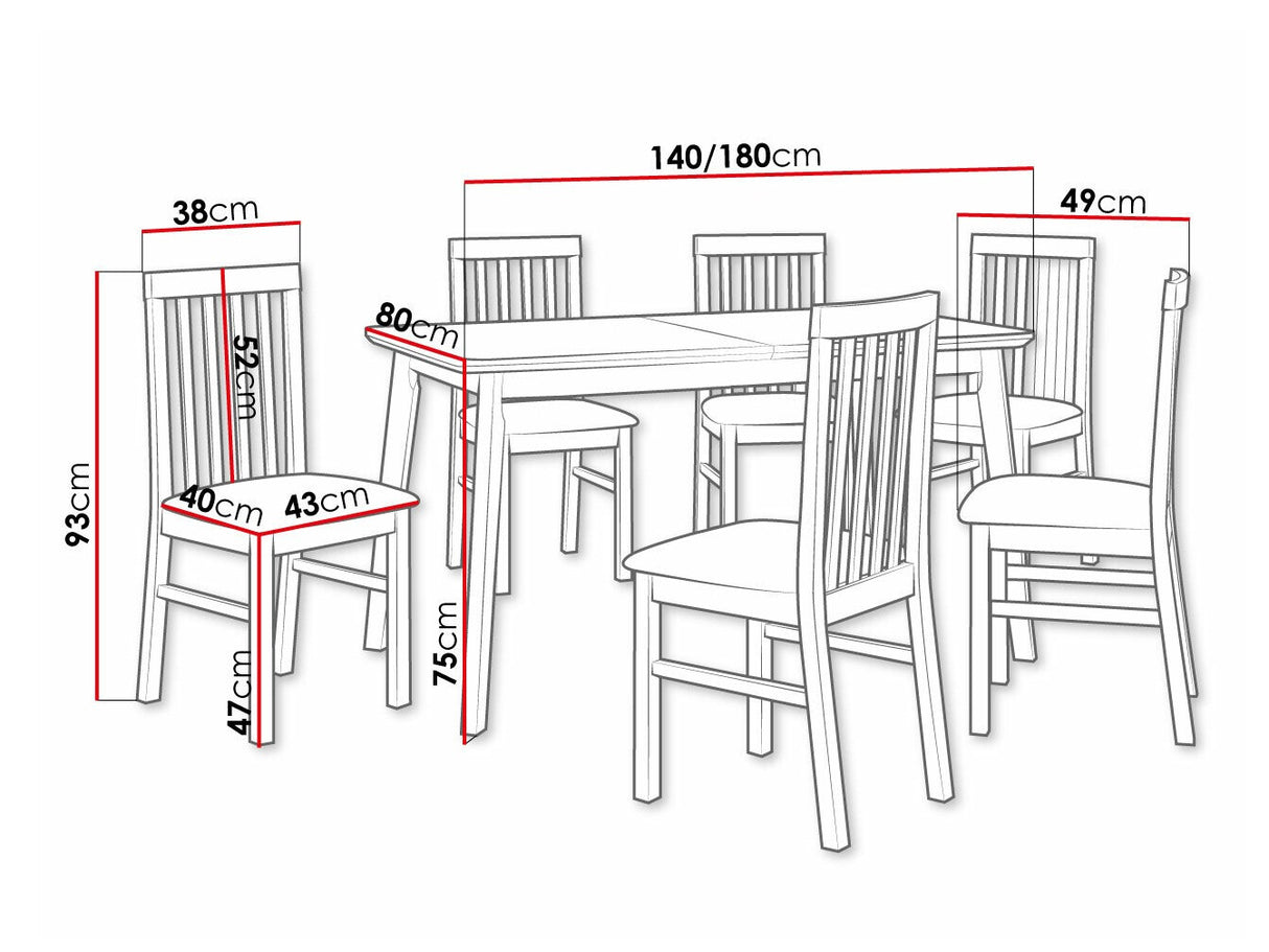 Étkezőgarnitúra 16 (OSLO 7 + MILANO 1), Fa színe: Fehér, Kárpit: Hygge 91