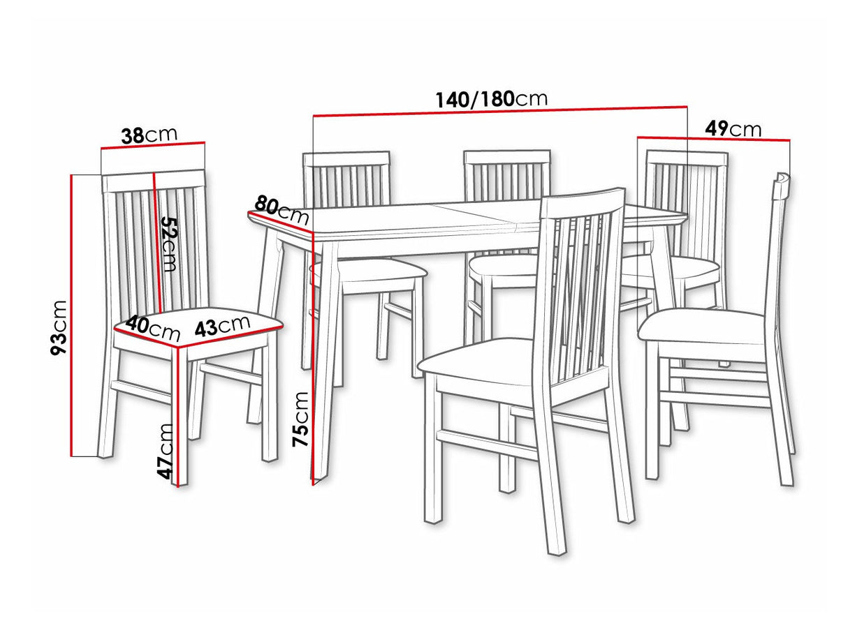 Étkezőgarnitúra 16 (OSLO 7 + MILANO 1), Fa színe: Fehér, Kárpit: Zetta 300