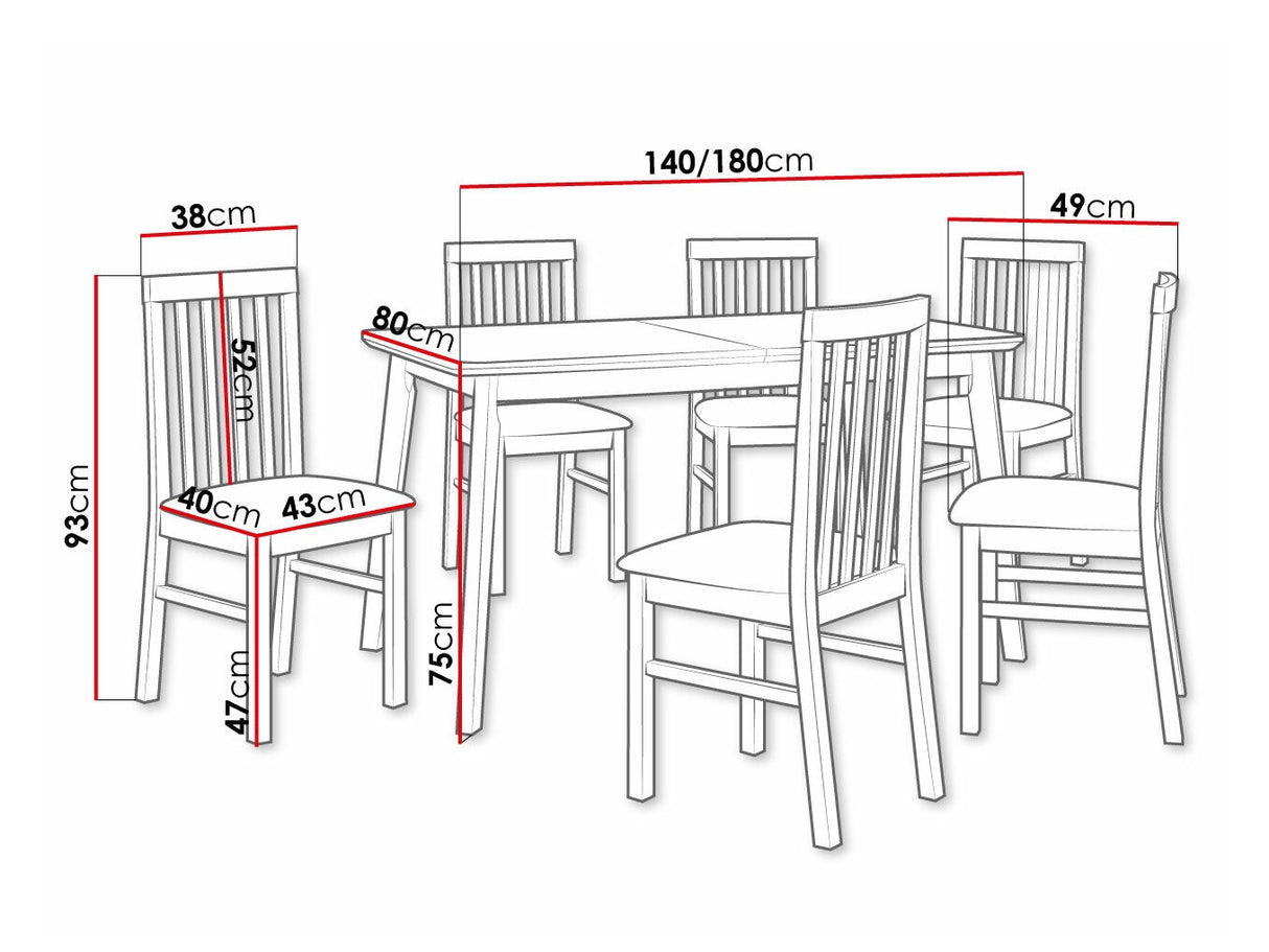 Étkezőgarnitúra 16 (OSLO 7 + MILANO 1), Fa színe: Fekete, Kárpit: Kronos 22