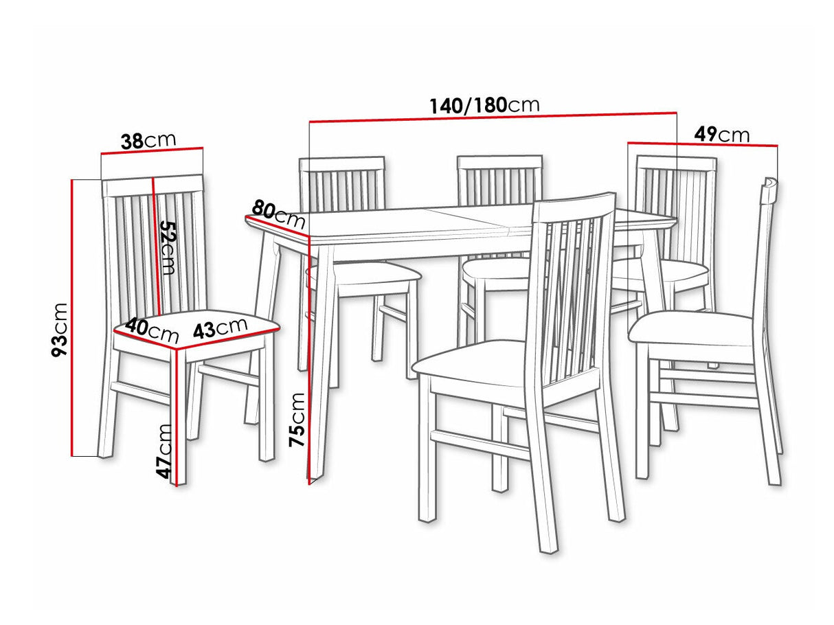 Étkezőgarnitúra 16 (OSLO 7 + MILANO 1), Fa színe: Sonoma tölgy, Kárpit: Kronos 22