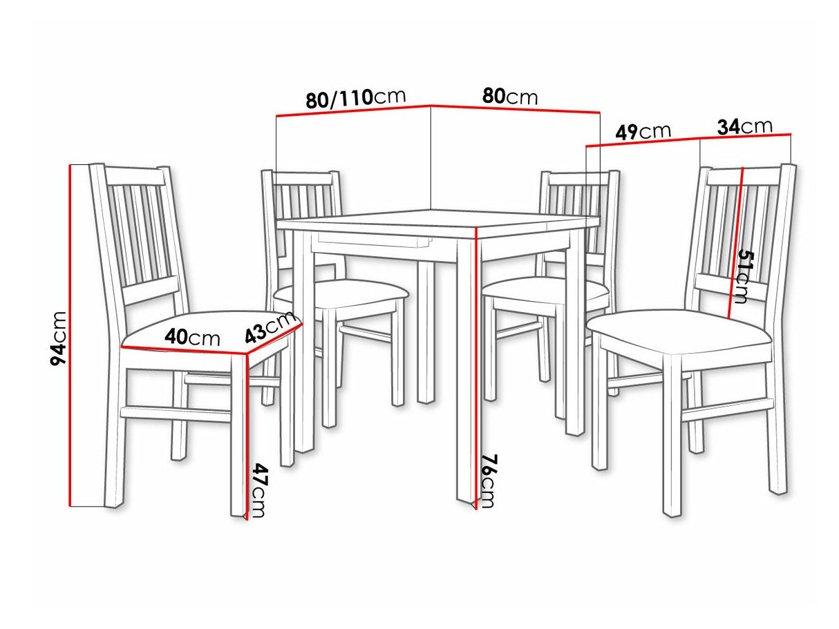 Étkezőgarnitúra 09 (MAX 7 + BOS 4), Fa színe: Fehér, Kárpit: Kronos 7