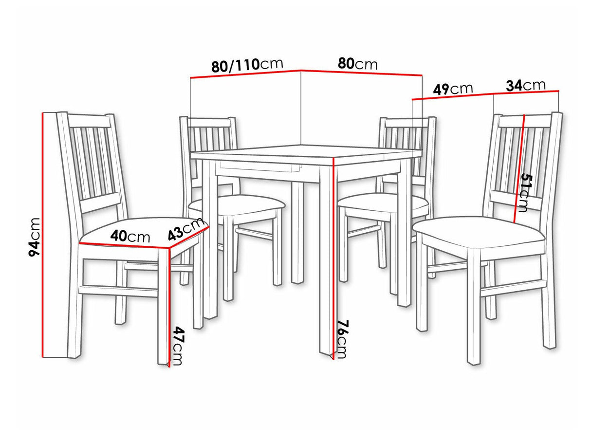 Étkezőgarnitúra 09 (MAX 7 + BOS 4), Fa színe: Fehér, Kárpit: Kronos 22