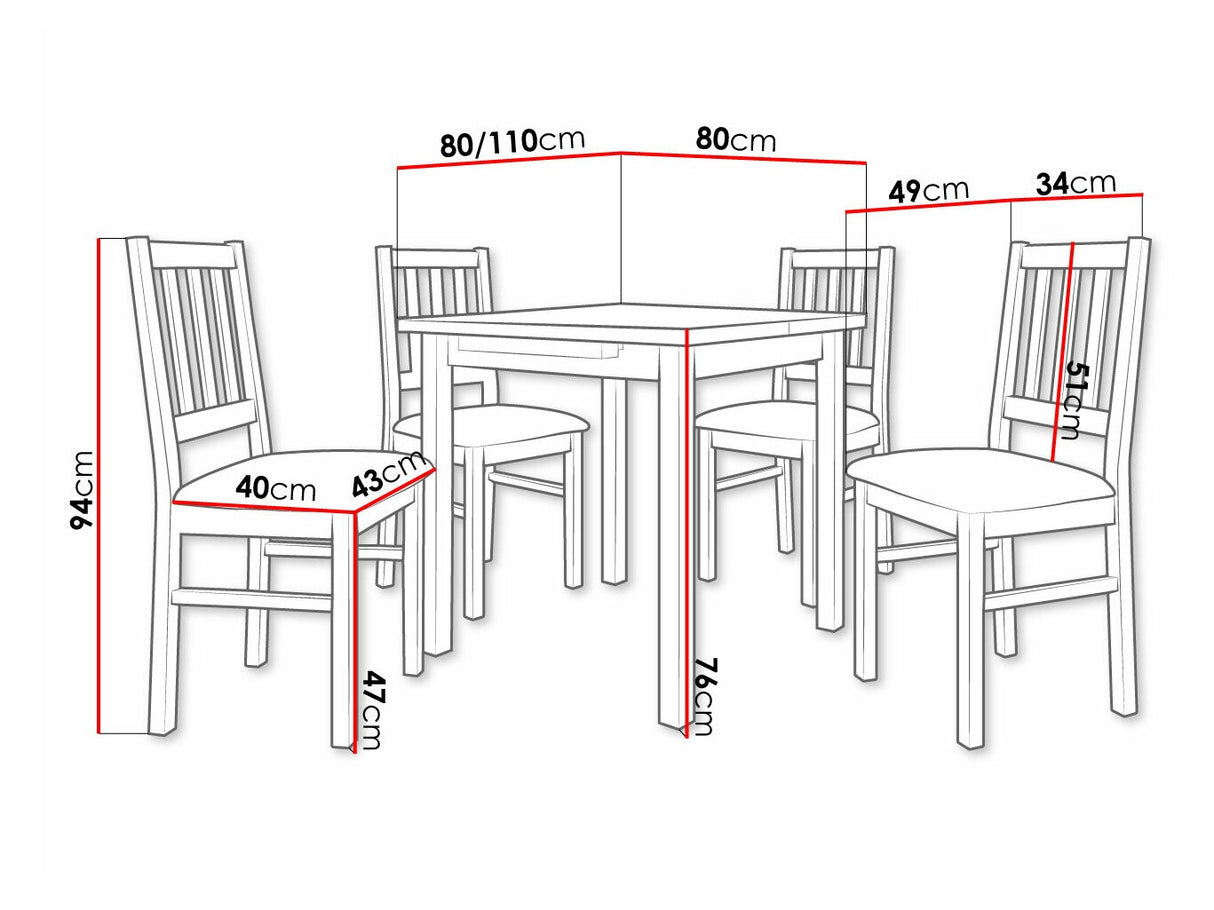 Étkezőgarnitúra 09 (MAX 7 + BOS 4), Fa színe: Dió, Kárpit: Kronos 22