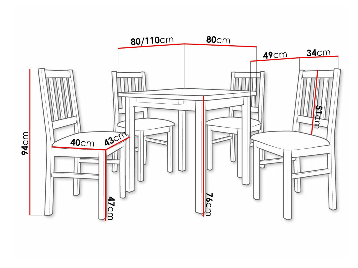 Étkezőgarnitúra 09 (MAX 7 + BOS 4), Fa színe: Dió, Kárpit: Paros 2