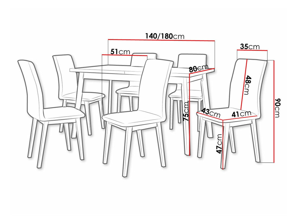 Étkezőgarnitúra 23 (OSLO 5 + LUNA 1) II, Asztal színe: Artisan tölgy + Fekete, Kárpit: Kronos 7