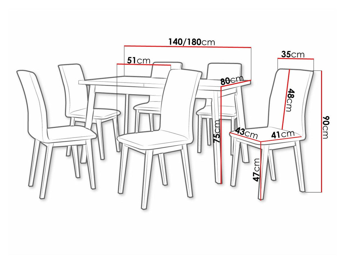 Étkezőgarnitúra 23 (OSLO 5 + LUNA 1) II, Asztal színe: Artisan tölgy + Fekete, Kárpit: Paros 2