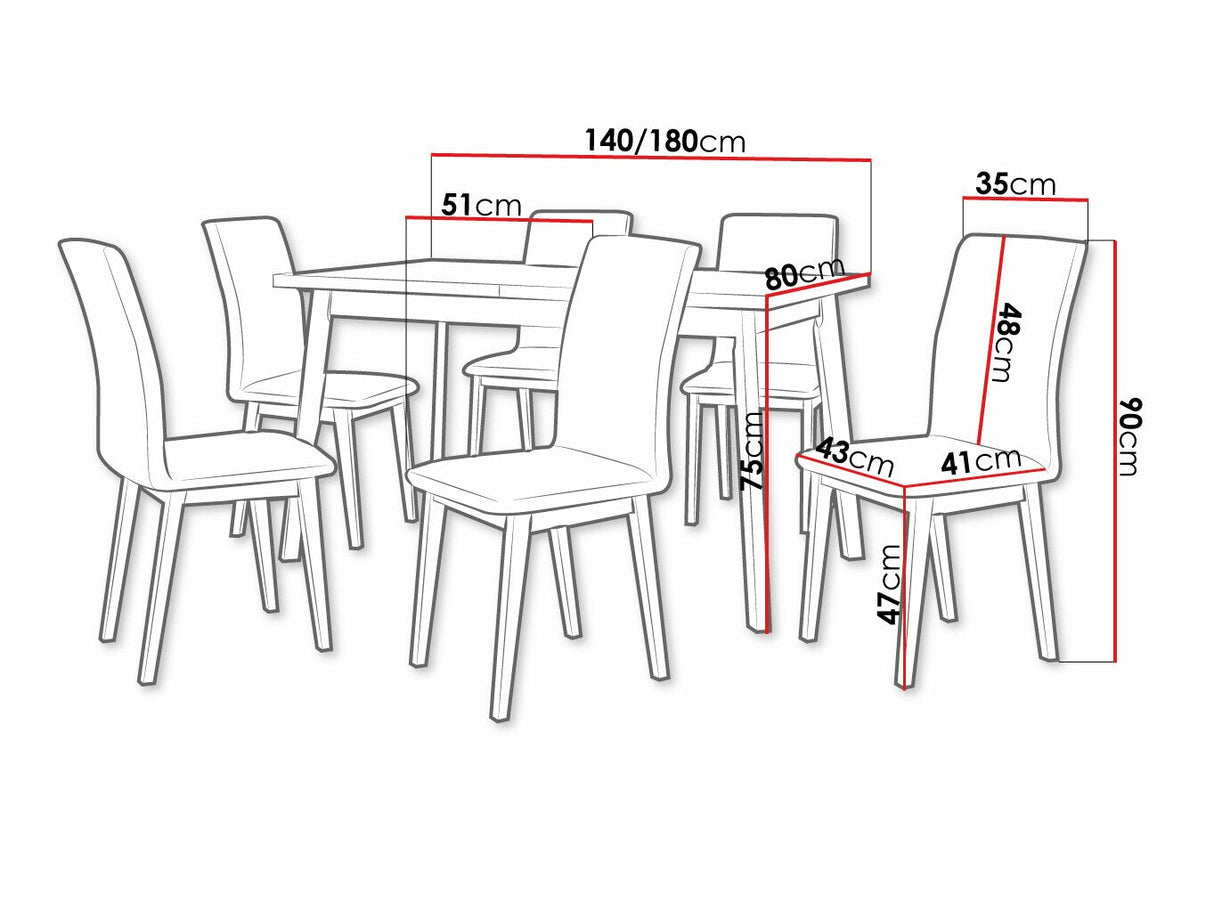 Étkezőgarnitúra 23 (OSLO 5 + LUNA 1) II, Asztal színe: Grandson tölgy + Fekete, Kárpit: Kronos 7