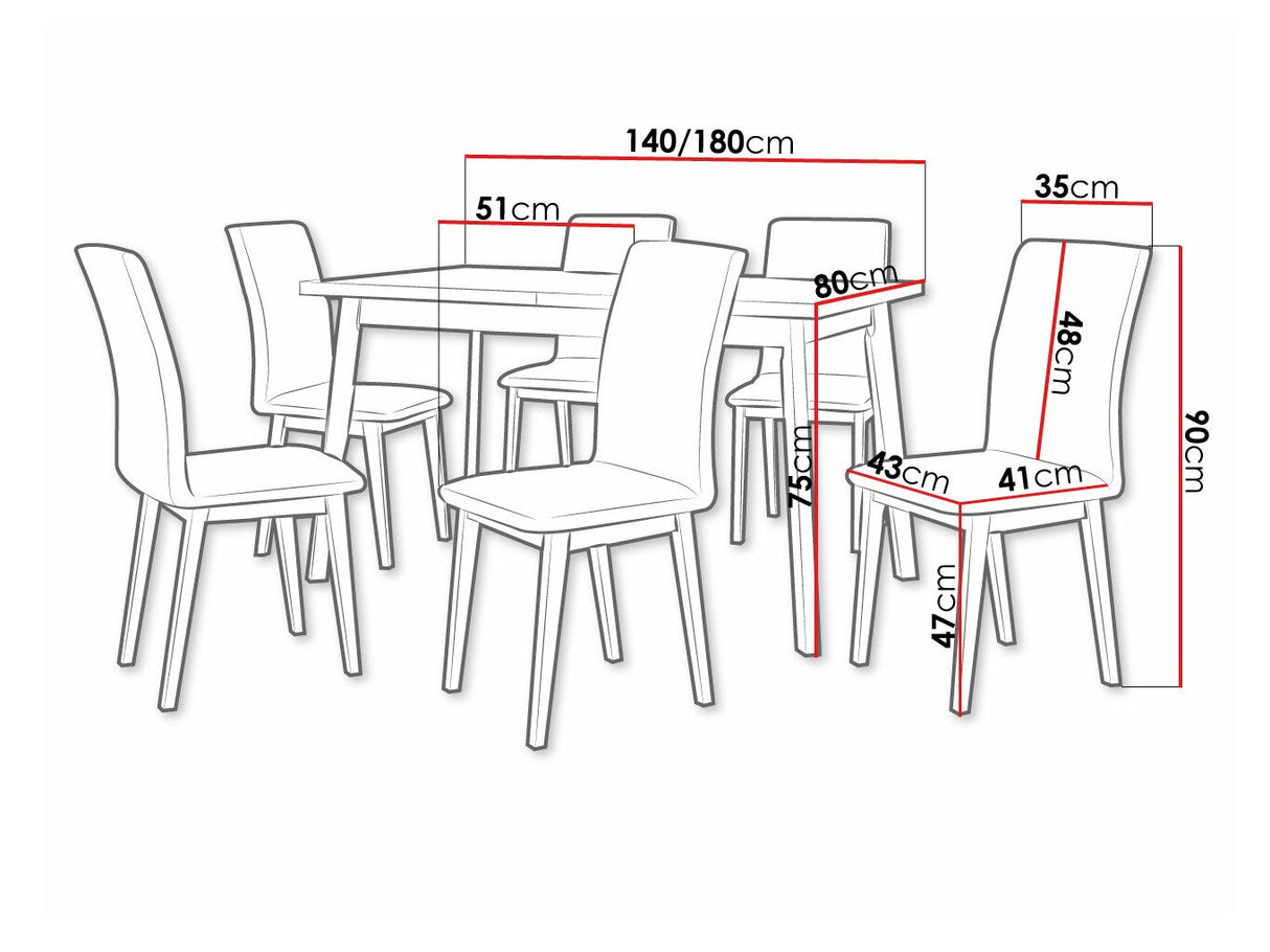 Étkezőgarnitúra 23 (OSLO 5 + LUNA 1) II, Asztal színe: Grandson tölgy + Fekete, Kárpit: Kronos 22