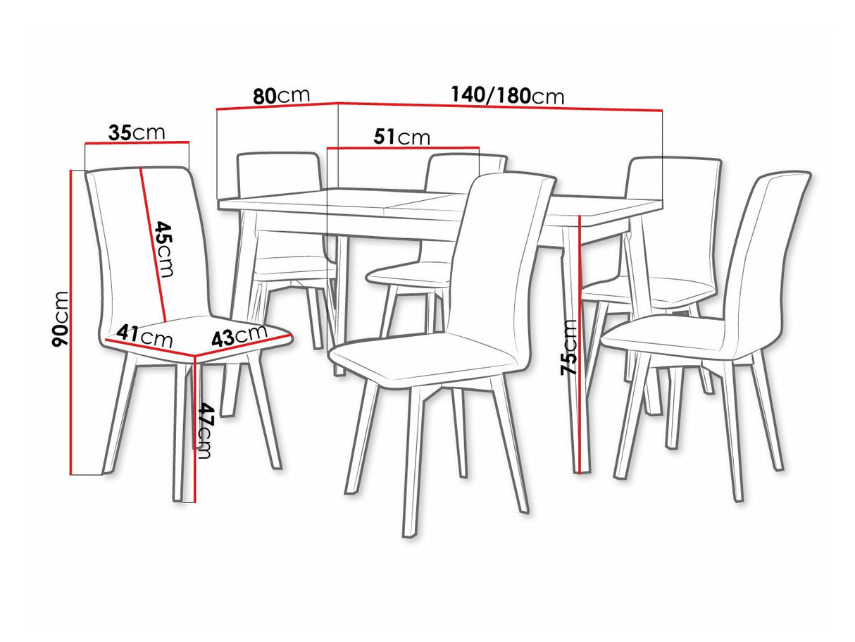 Étkezőgarnitúra 24 (OSLO 6 + LUNA 2) II, Asztal színe: Artisan tölgy + Fehér, Kárpit: Kronos 22