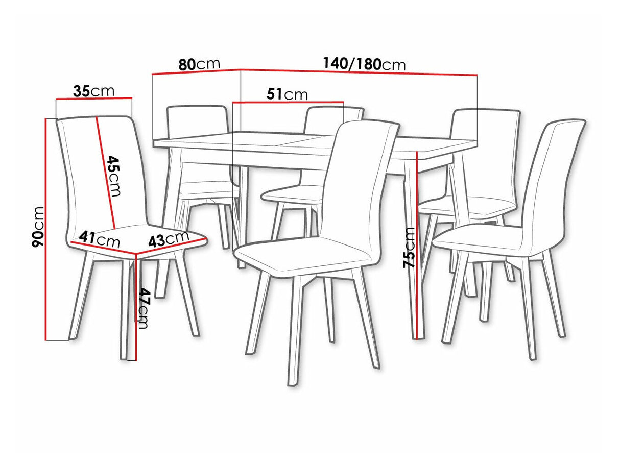 Étkezőgarnitúra 24 (OSLO 6 + LUNA 2) II, Asztal színe: Artisan tölgy + Fehér, Kárpit: Paros 2