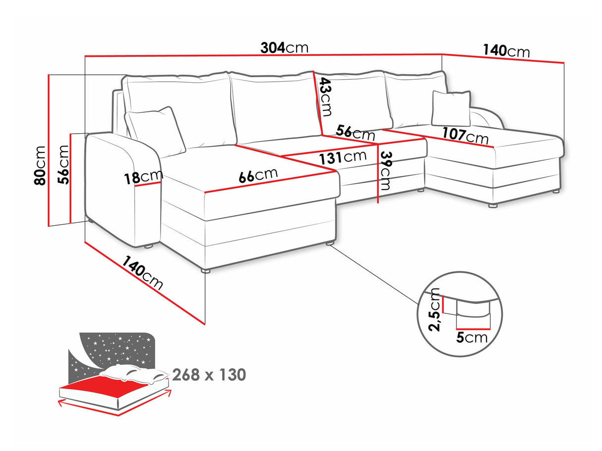 Sarokkanapé Kris U M (Dalmir U Lux), Szín: Manila 18 + Manila 16
