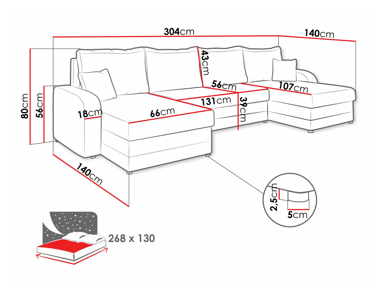 Sarokkanapé Kris U M (Dalmir U Lux), Szín: Lux 06 + Lux 05