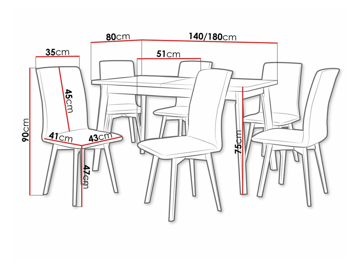 Étkezőgarnitúra 24 (OSLO 6 + LUNA 2) III, Asztal színe: Artisan tölgy + Fekete, Kárpit: Kronos 7