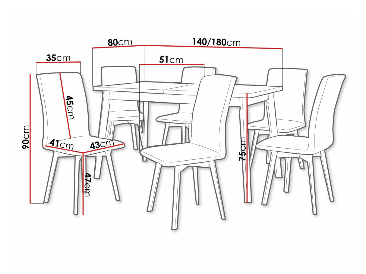 Étkezőgarnitúra 24 (OSLO 6 + LUNA 2) III, Asztal színe: Artisan tölgy + Fekete, Kárpit: Kronos 22