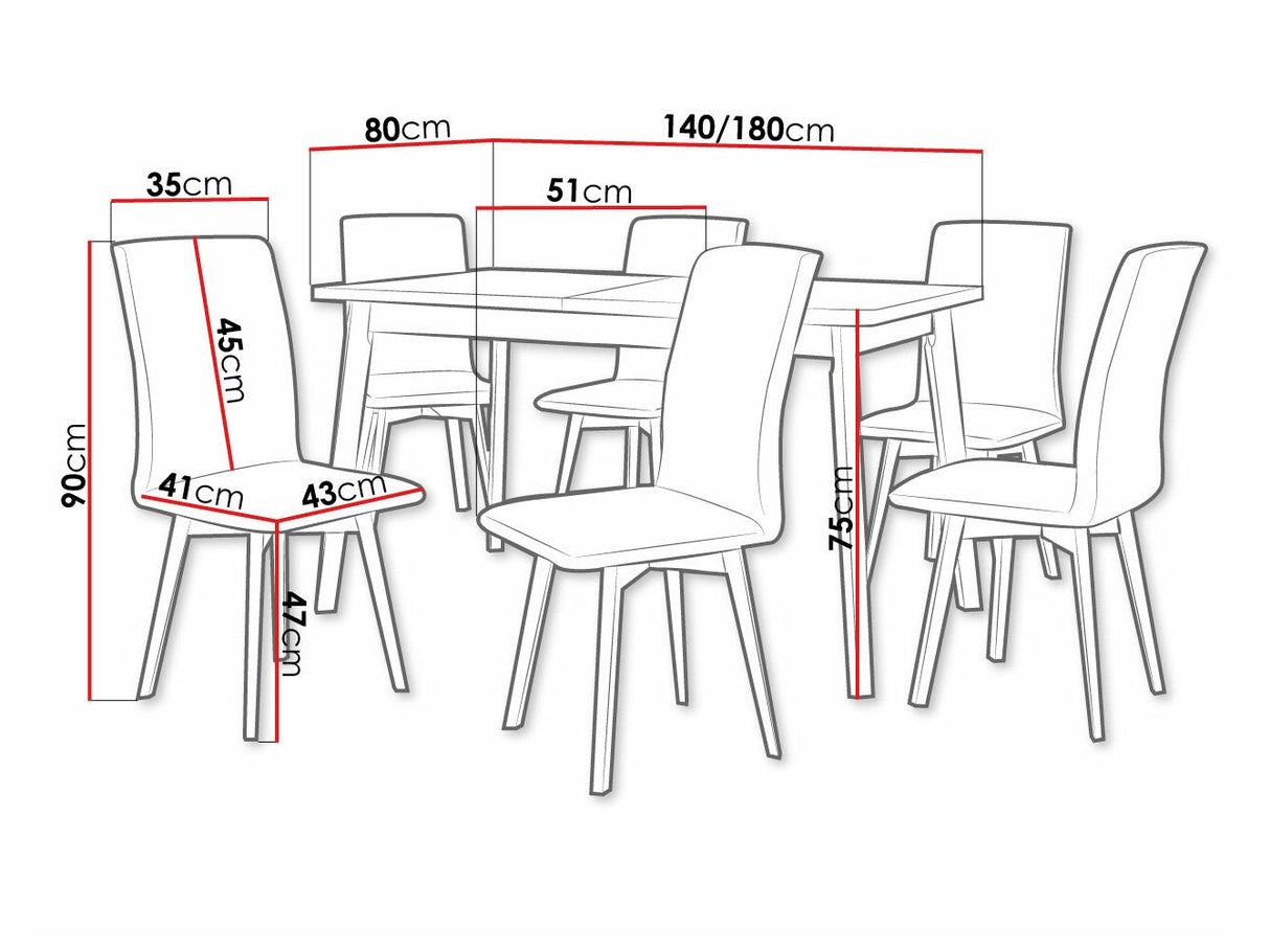 Étkezőgarnitúra 24 (OSLO 6 + LUNA 2) III, Asztal színe: Sonoma tölgy + Fekete, Kárpit: Paros 2