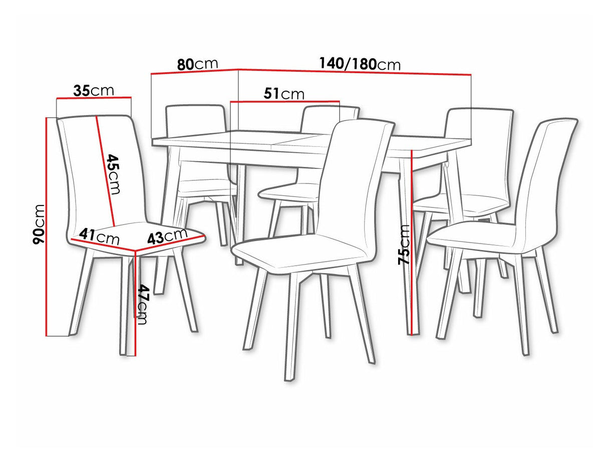 Étkezőgarnitúra 24 (OSLO 6 + LUNA 2) III, Asztal színe: Fehér + Fekete, Kárpit: Kronos 22