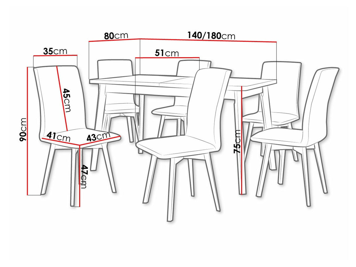 Étkezőgarnitúra 24 (OSLO 6 + LUNA 2) III, Asztal színe: Fehér + Fekete, Kárpit: Paros 2
