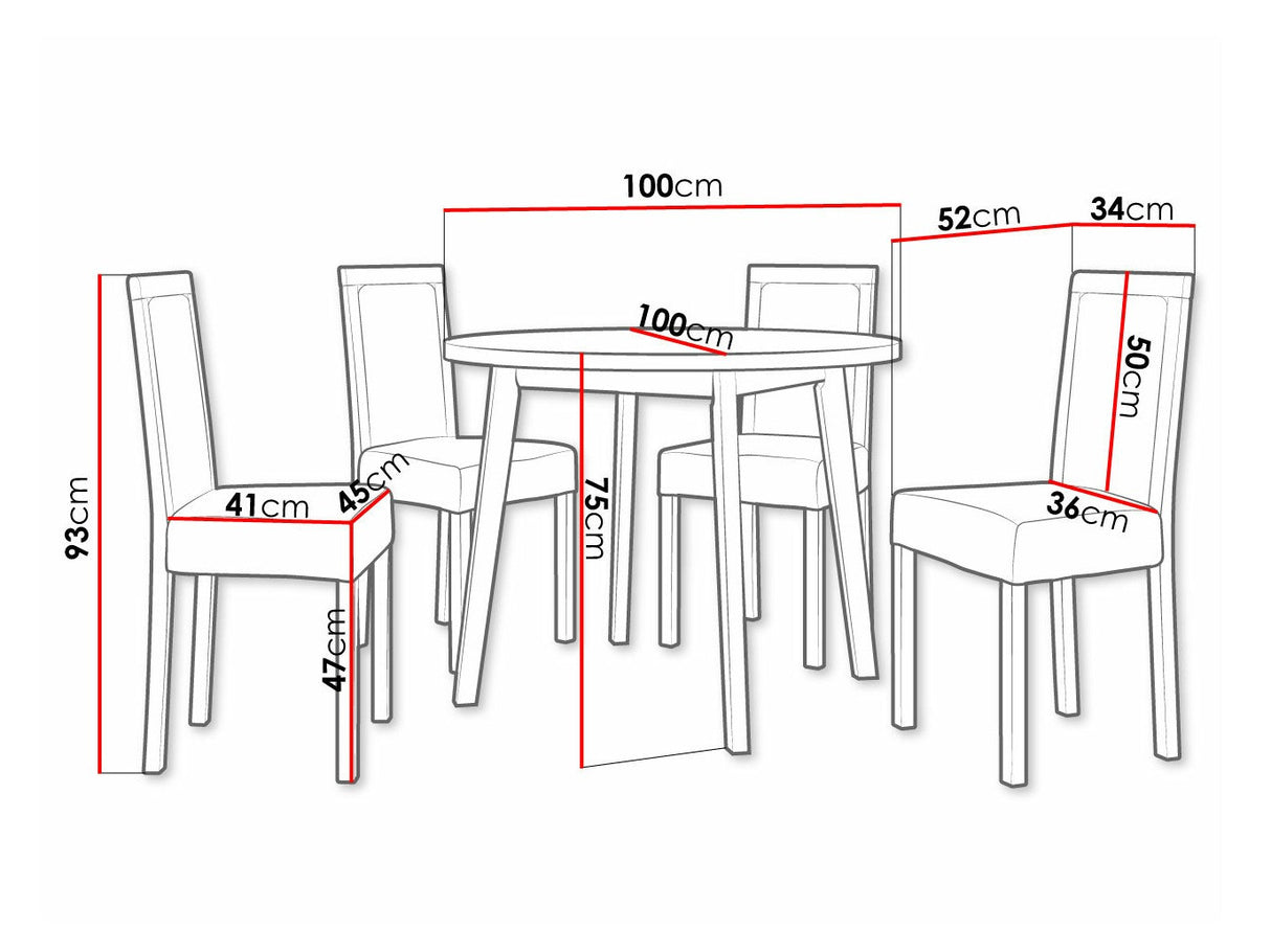 Étkezőgarnitúra 01 (OSLO 3 + ROMA 3), Fa színe: Fehér, Kárpit: Zetta 297