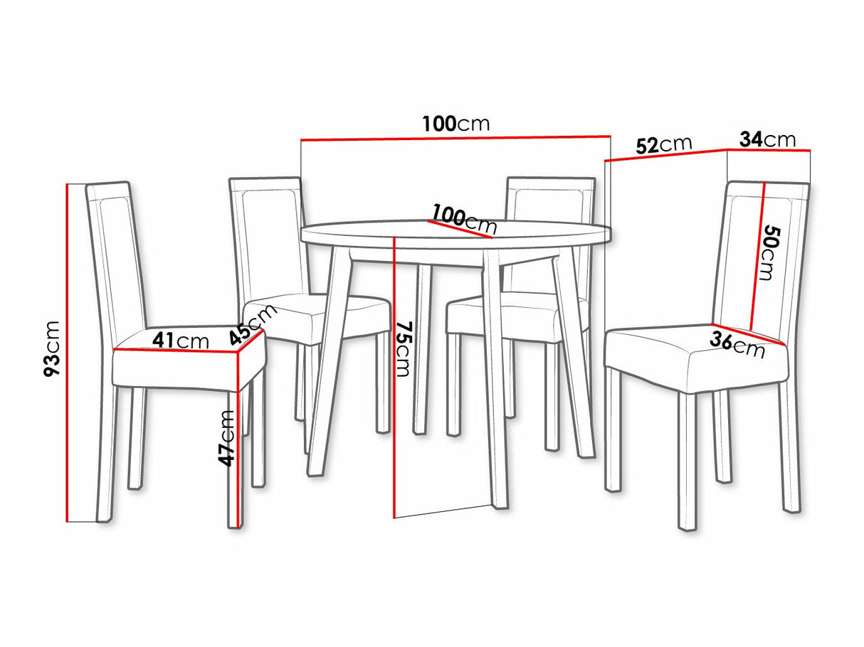 Étkezőgarnitúra 01 (OSLO 3 + ROMA 3), Fa színe: Fehér, Kárpit: Hygge 20