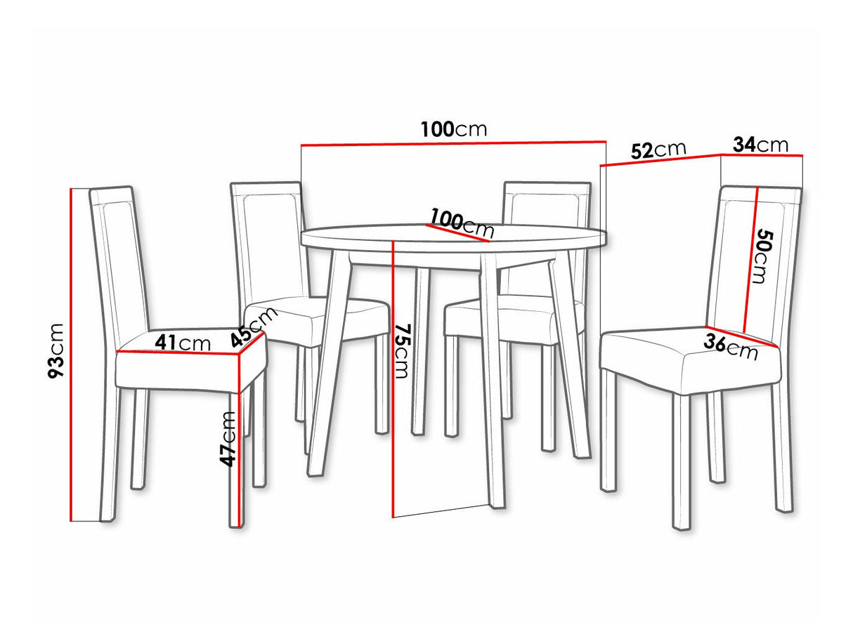 Étkezőgarnitúra 01 (OSLO 3 + ROMA 3), Fa színe: Fehér, Kárpit: Soro 28