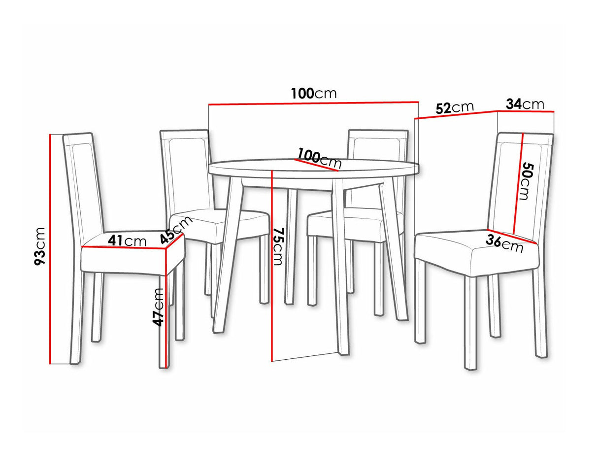 Étkezőgarnitúra 01 (OSLO 3 + ROMA 3), Fa színe: Fehér, Kárpit: Hygge 91