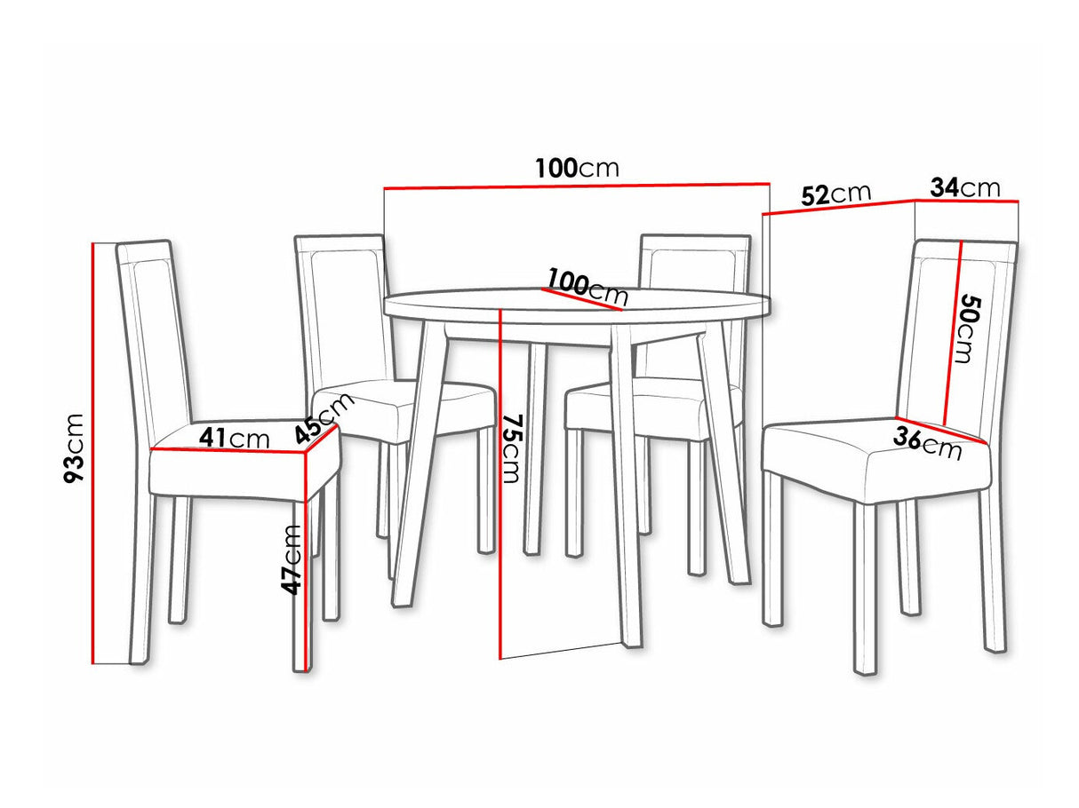 Étkezőgarnitúra 01 (OSLO 3 + ROMA 3), Fa színe: Fehér, Kárpit: Zetta 300