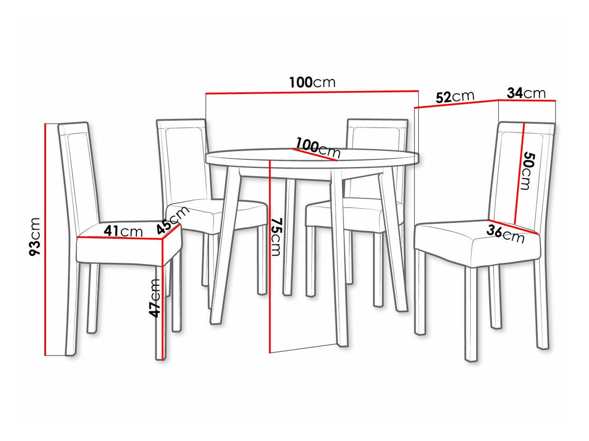 Étkezőgarnitúra 01 (OSLO 3 + ROMA 3), Fa színe: Fehér, Kárpit: Kronos 7