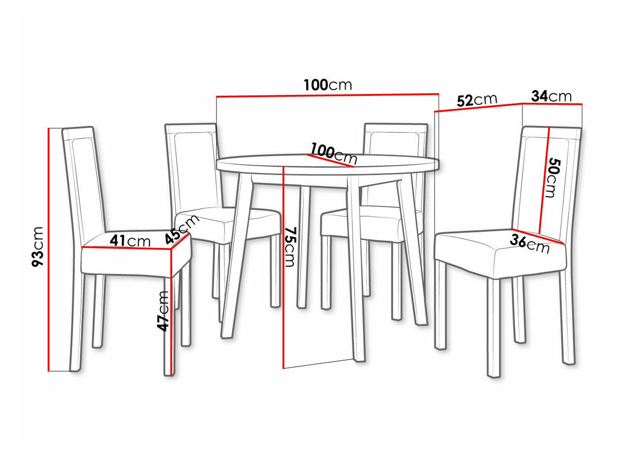 Étkezőgarnitúra 01 (OSLO 3 + ROMA 3), Fa színe: Fehér, Kárpit: Kronos 22