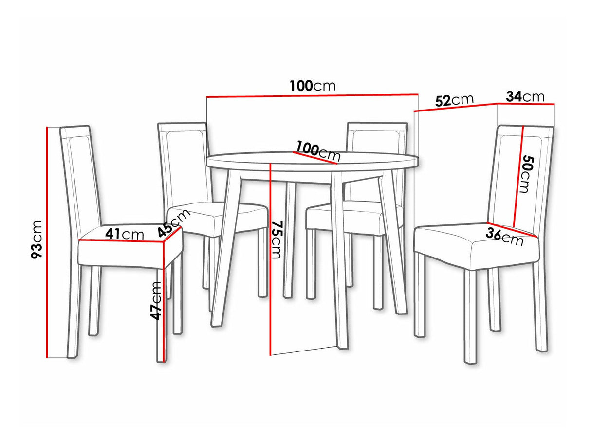 Étkezőgarnitúra 01 (OSLO 3 + ROMA 3), Fa színe: Fehér, Kárpit: Paros 2
