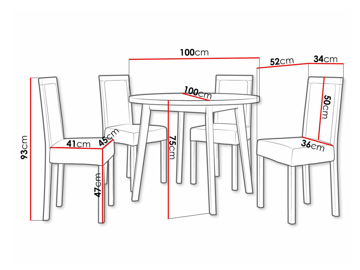 Étkezőgarnitúra 01 (OSLO 3 + ROMA 3), Fa színe: Fekete, Kárpit: Hygge 20