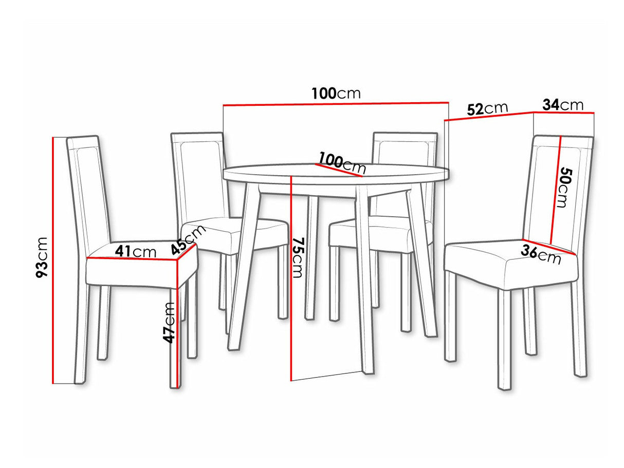 Étkezőgarnitúra 01 (OSLO 3 + ROMA 3), Fa színe: Fekete, Kárpit: Soro 28