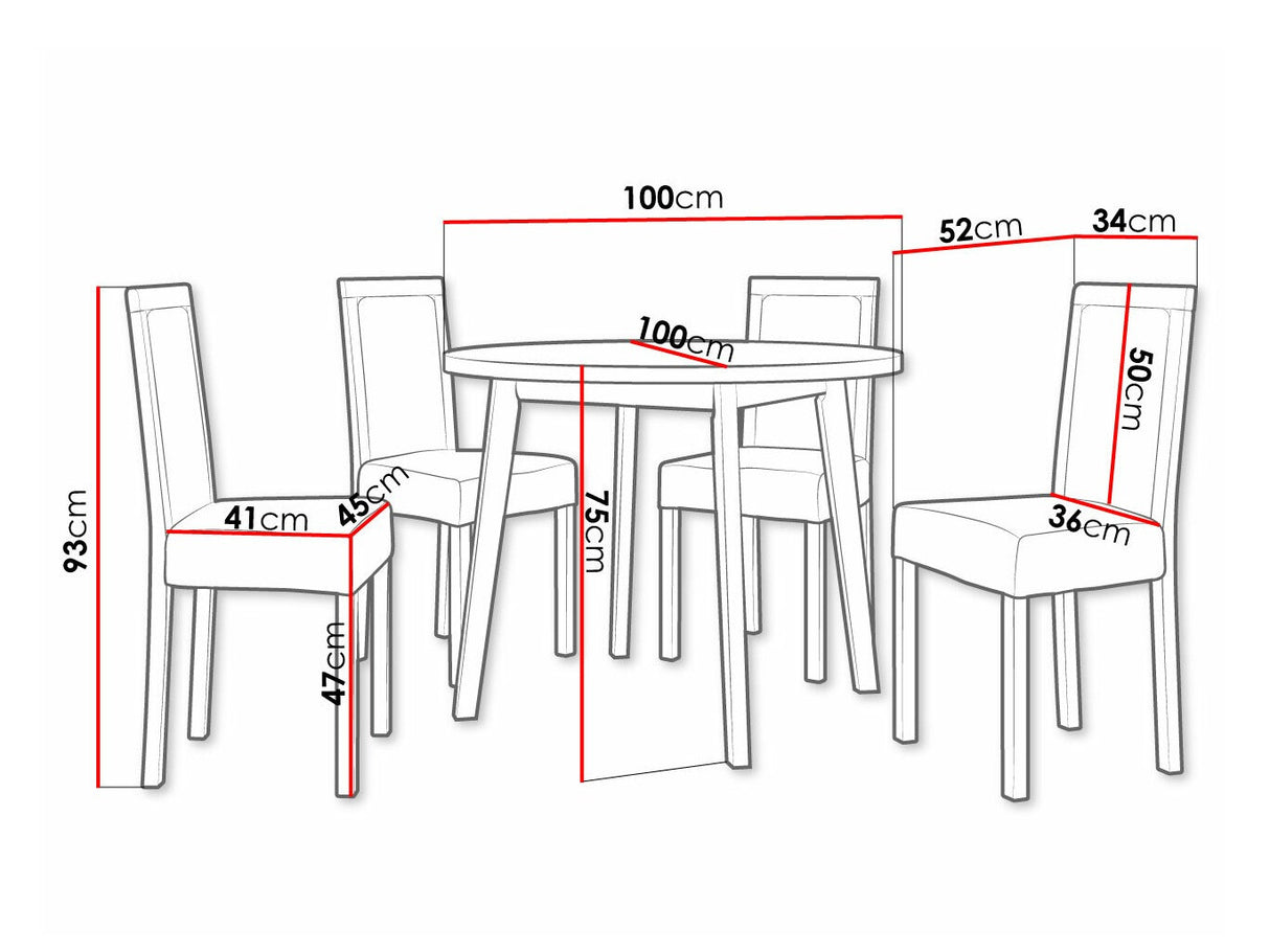 Étkezőgarnitúra 01 (OSLO 3 + ROMA 3), Fa színe: Fekete, Kárpit: Hygge 91