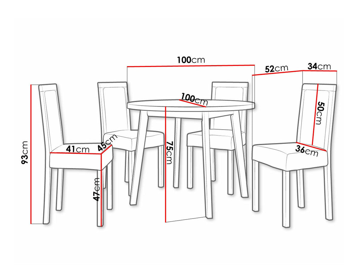 Étkezőgarnitúra 01 (OSLO 3 + ROMA 3), Fa színe: Sonoma tölgy, Kárpit: Zetta 297