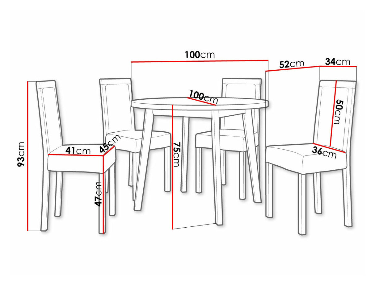 Étkezőgarnitúra 01 (OSLO 3 + ROMA 3), Fa színe: Sonoma tölgy, Kárpit: Hygge 20