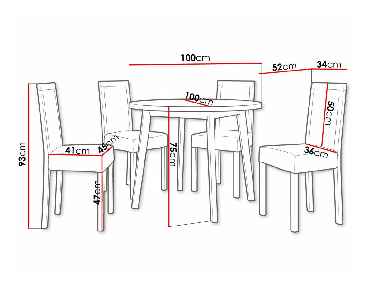 Étkezőgarnitúra 01 (OSLO 3 + ROMA 3), Fa színe: Sonoma tölgy, Kárpit: Hygge 91
