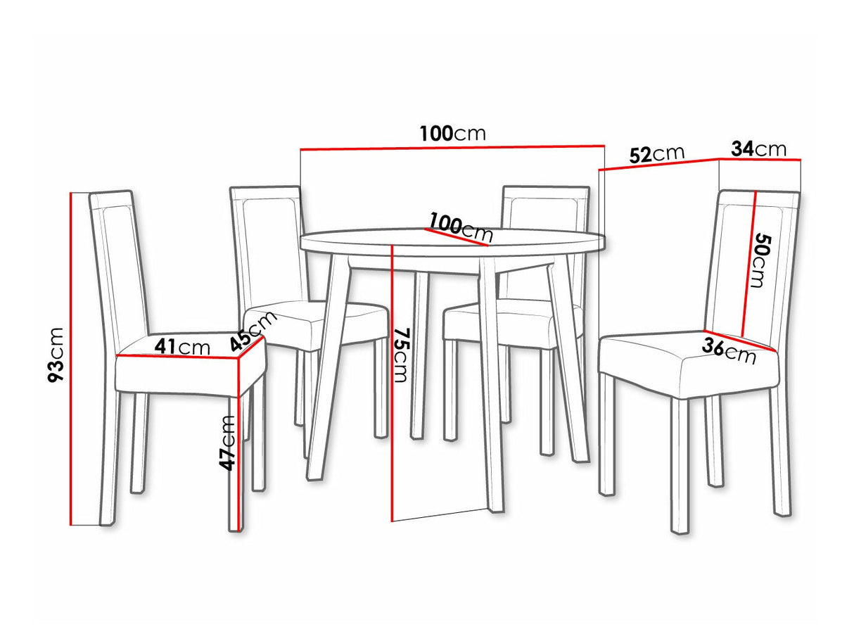 Étkezőgarnitúra 01 (OSLO 3 + ROMA 3) Grandson, Fa színe: Fehér, Kárpit: Zetta 297