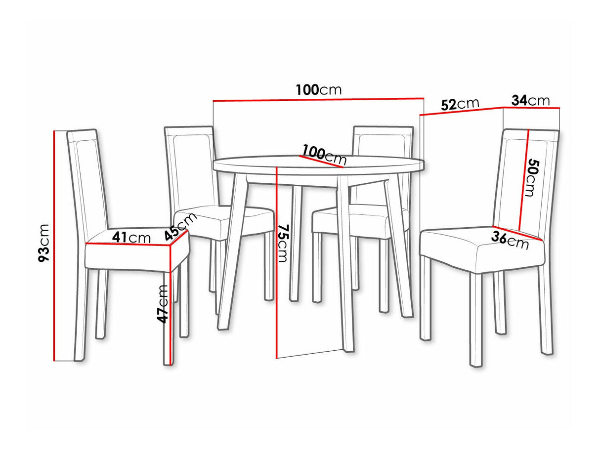 Étkezőgarnitúra 01 (OSLO 3 + ROMA 3) Grandson, Fa színe: Fehér, Kárpit: Soro 28