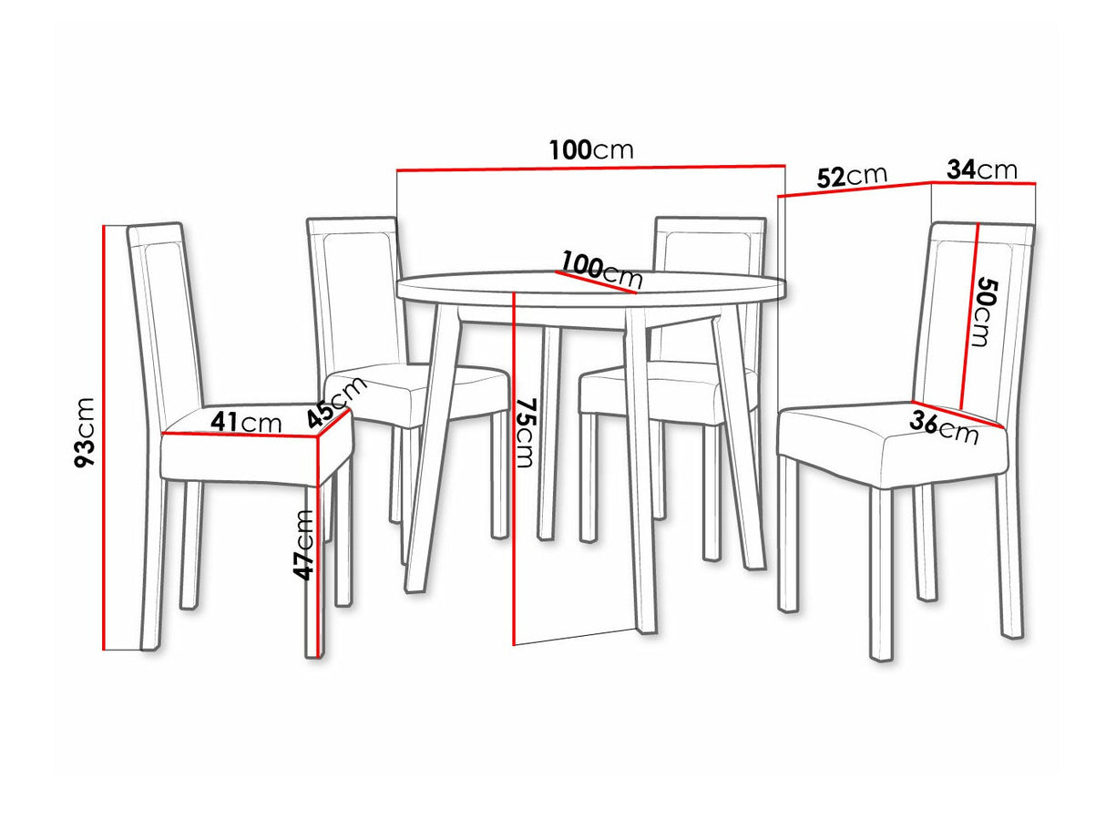 Étkezőgarnitúra 01 (OSLO 3 + ROMA 3) Grandson, Fa színe: Fehér, Kárpit: Zetta 300