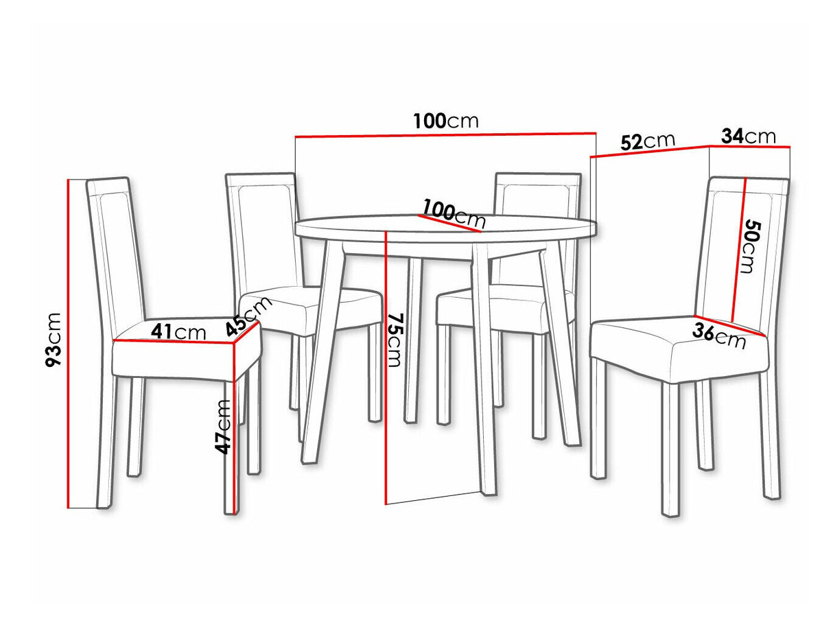 Étkezőgarnitúra 01 (OSLO 3 + ROMA 3) Grandson, Fa színe: Fehér, Kárpit: Hygge 91